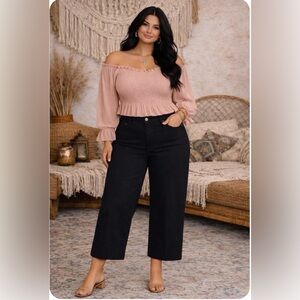 NYDJ Black Flare Wide-Leg Jeans